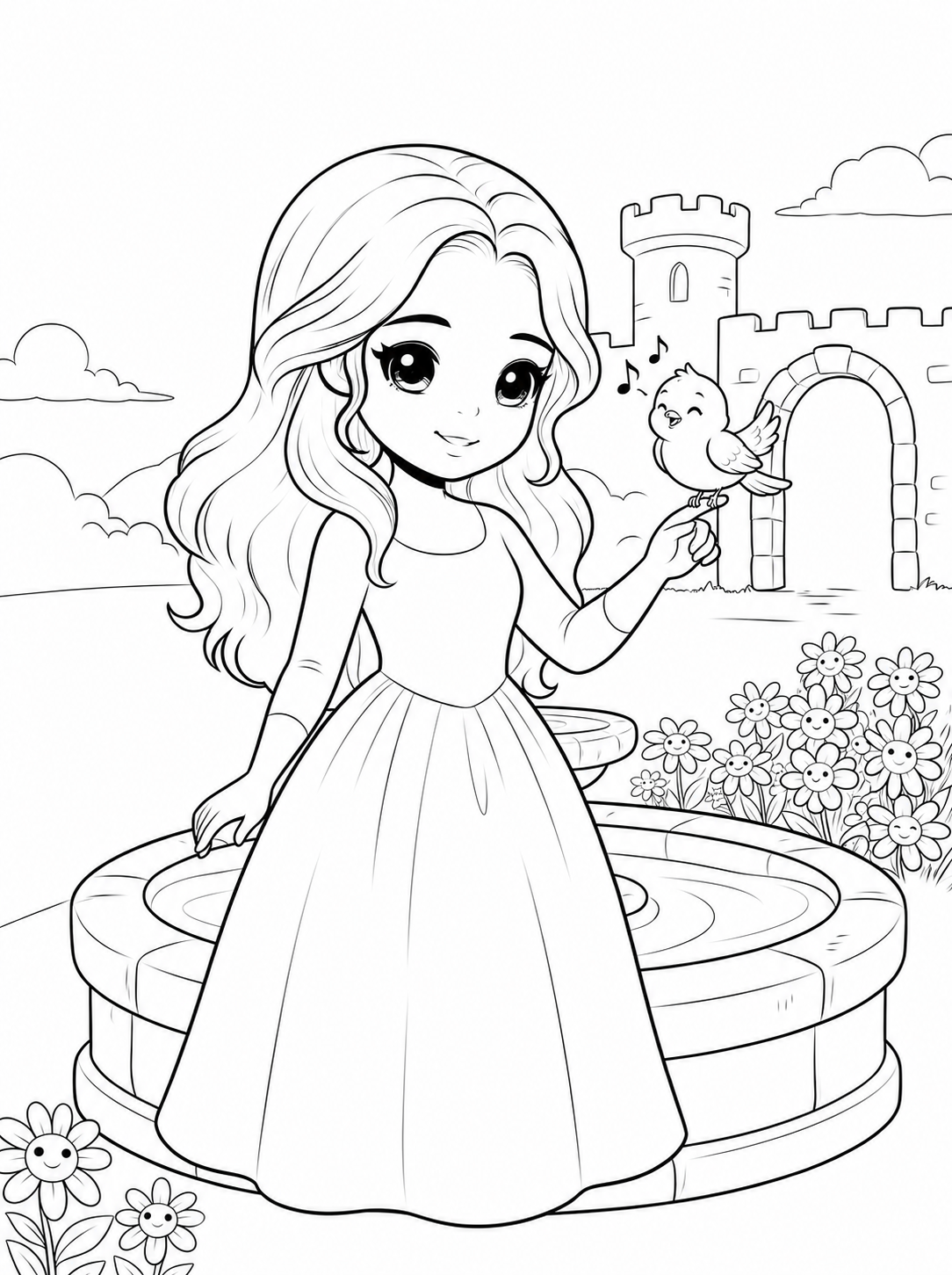 Princess Shy Coloring Book - 30 Printable PDF Pages (US Letter Size: 8.5" × 11")