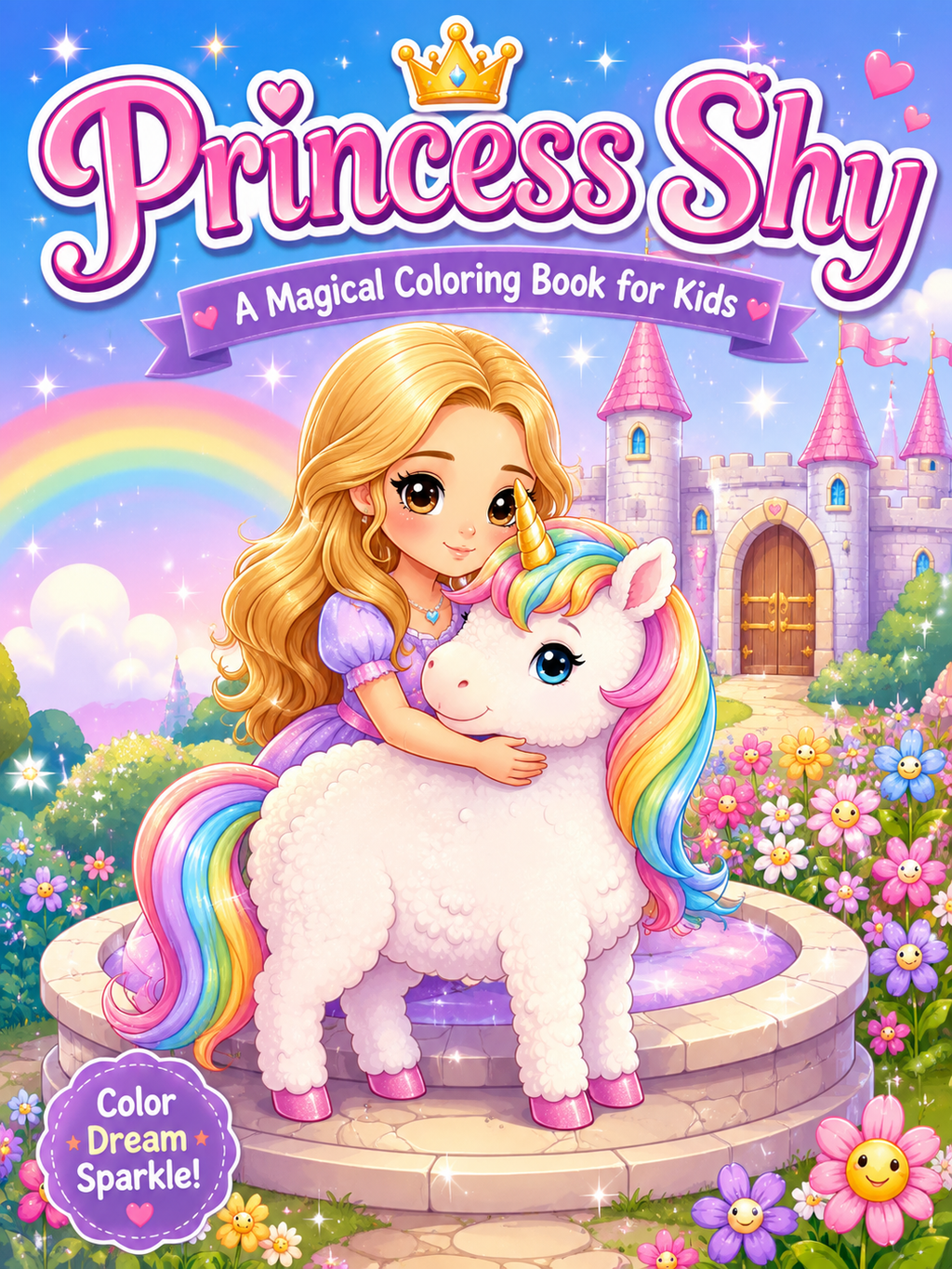 Princess Shy Coloring Book - 30 Printable PDF Pages (US Letter Size: 8.5" × 11")