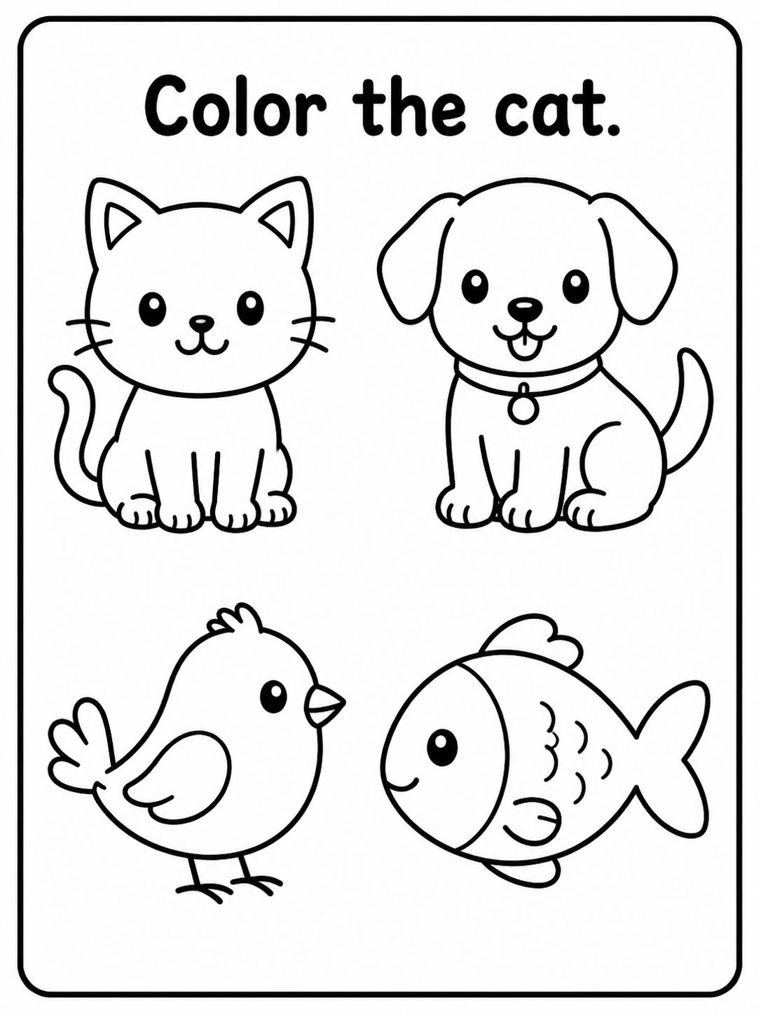 Color the Correct Object - 30 Printable Pages (PDF)