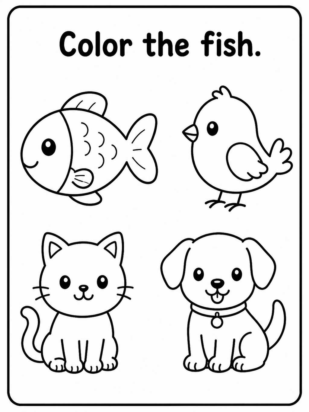 Color the Correct Object - 30 Printable Pages (PDF)