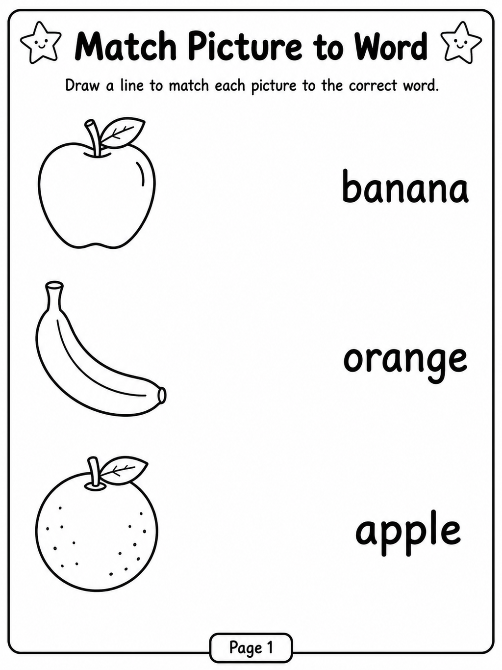 Match Picture to Word Activity Book - 30 Printable Pages (PDF)