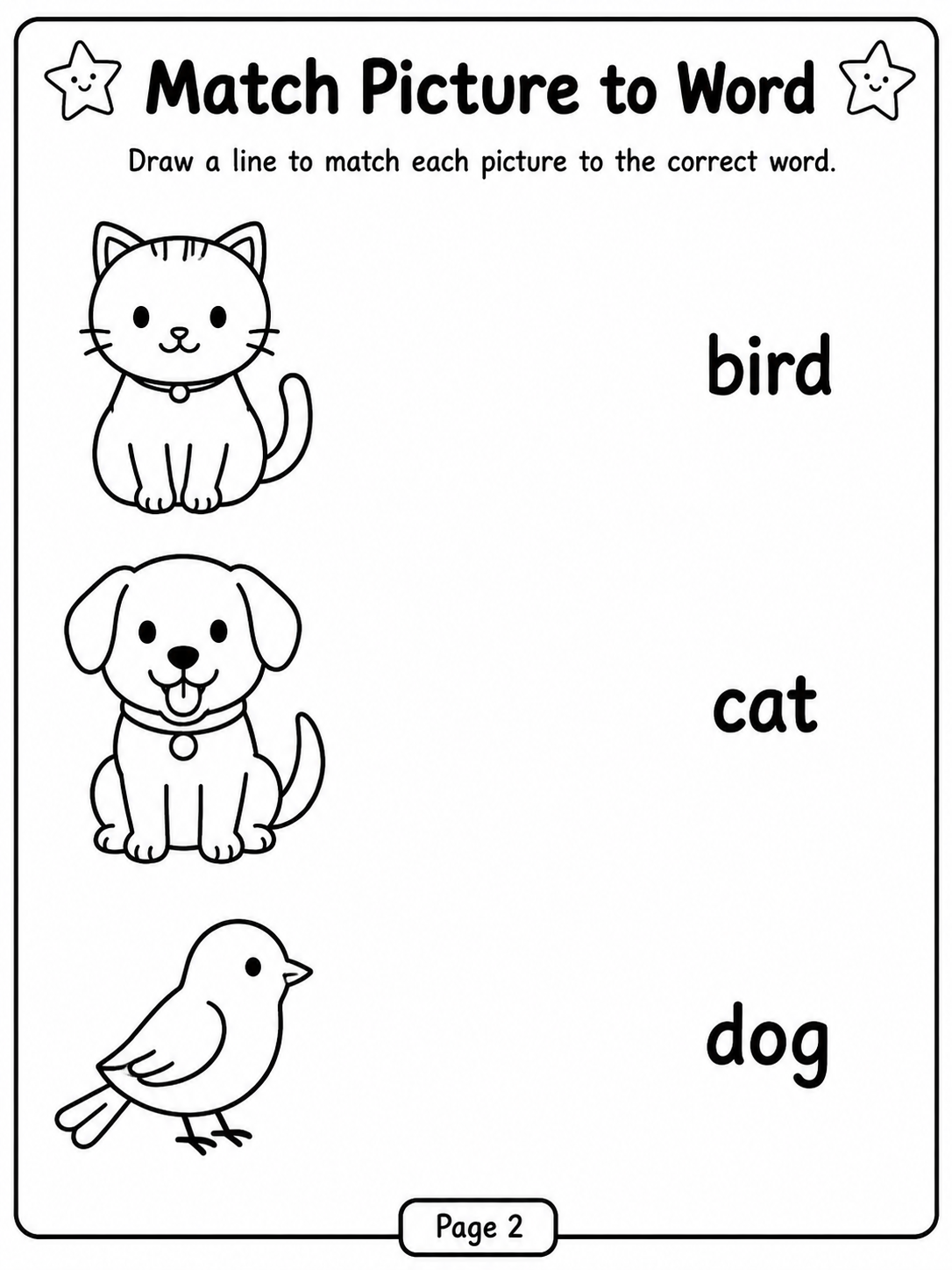 Match Picture to Word Activity Book - 30 Printable Pages (PDF)