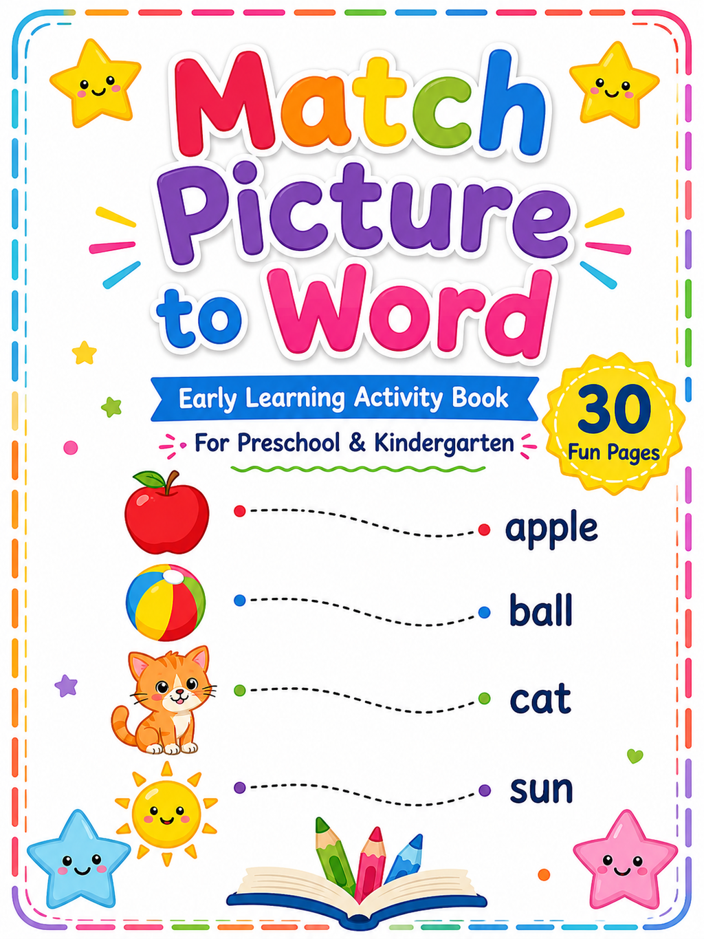 Match Picture to Word Activity Book - 30 Printable Pages (PDF)