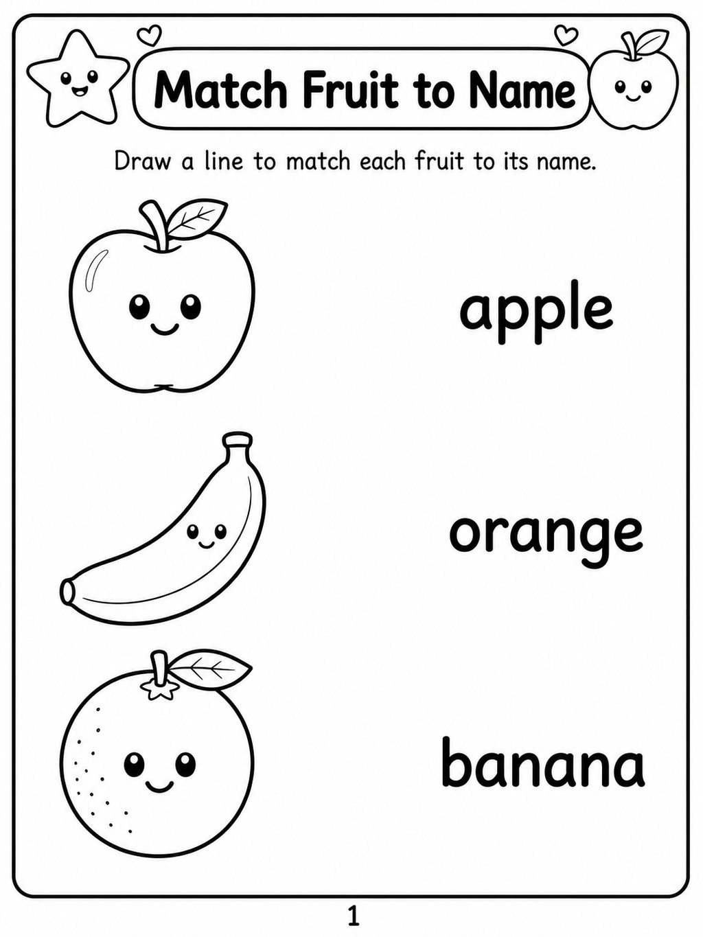 Match Fruit to Name - 30 Printable Pages (PDF)