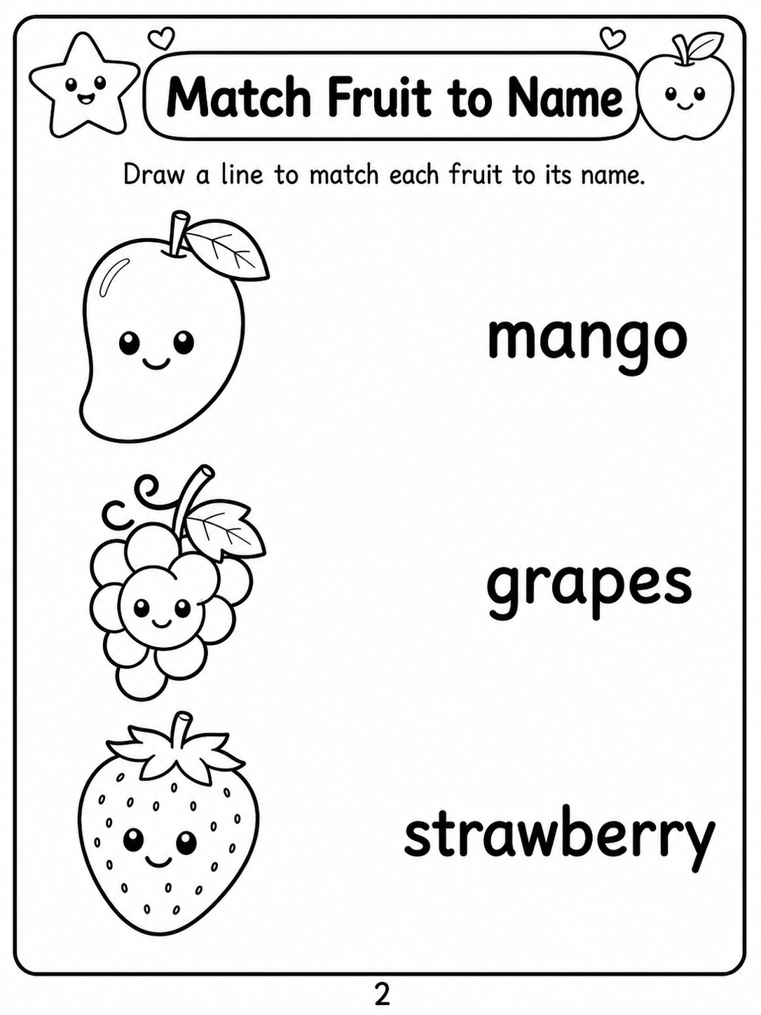 Match Fruit to Name - 30 Printable Pages (PDF)