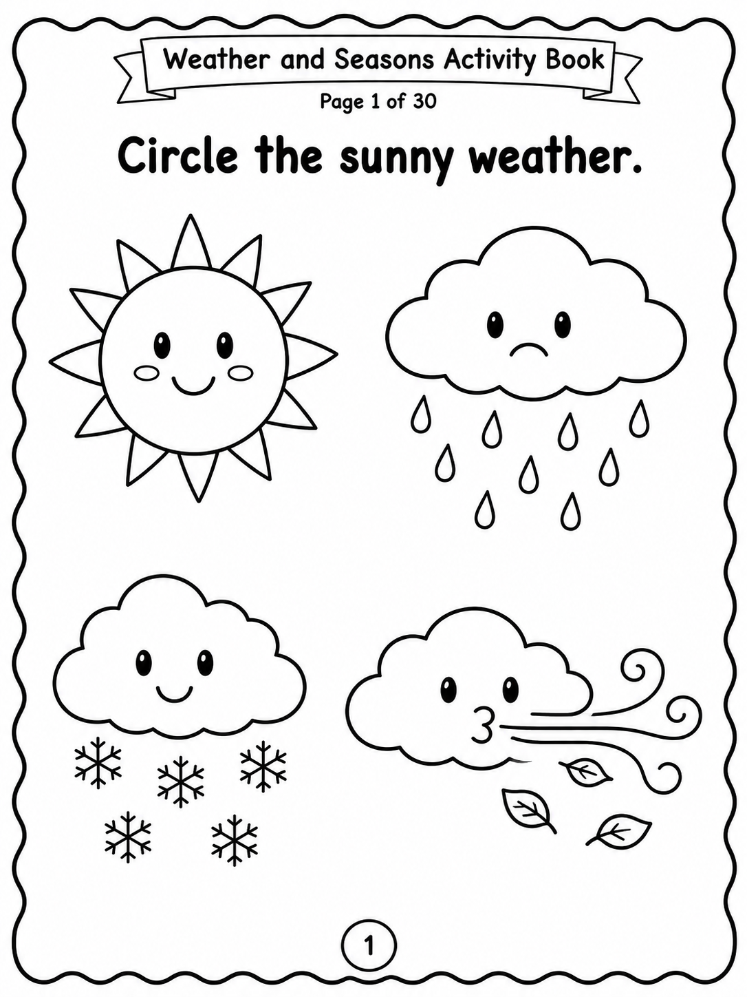 Weather and Seasons Activity Book – 30 Printable Pages (PDF)