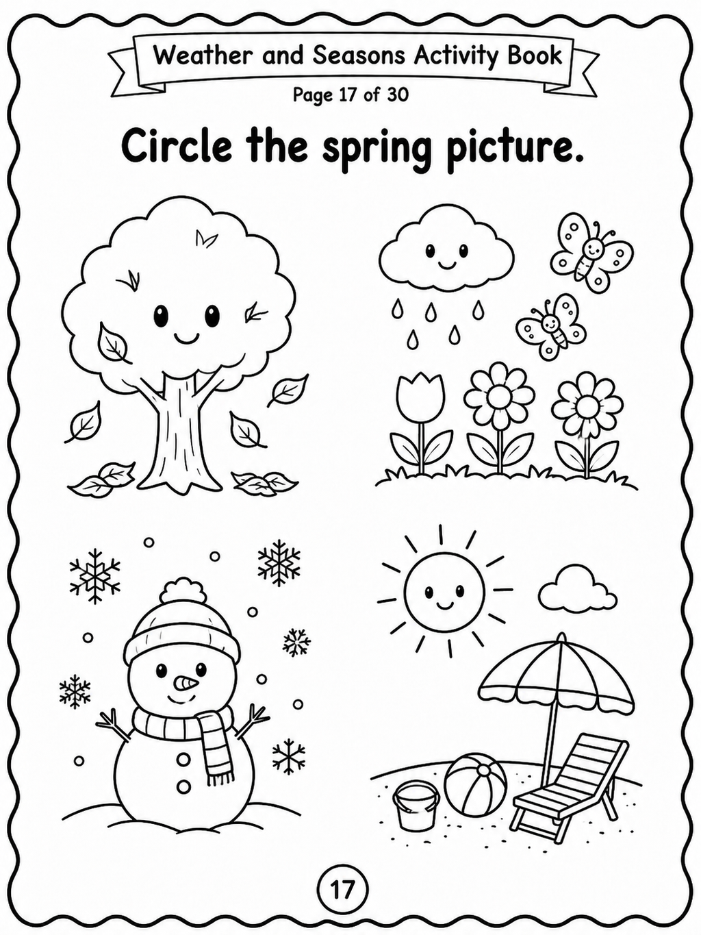 Weather and Seasons Activity Book – 30 Printable Pages (PDF)