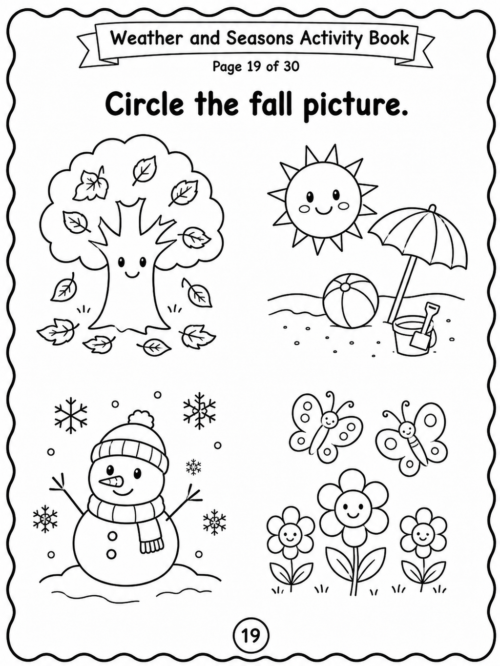 Weather and Seasons Activity Book – 30 Printable Pages (PDF)