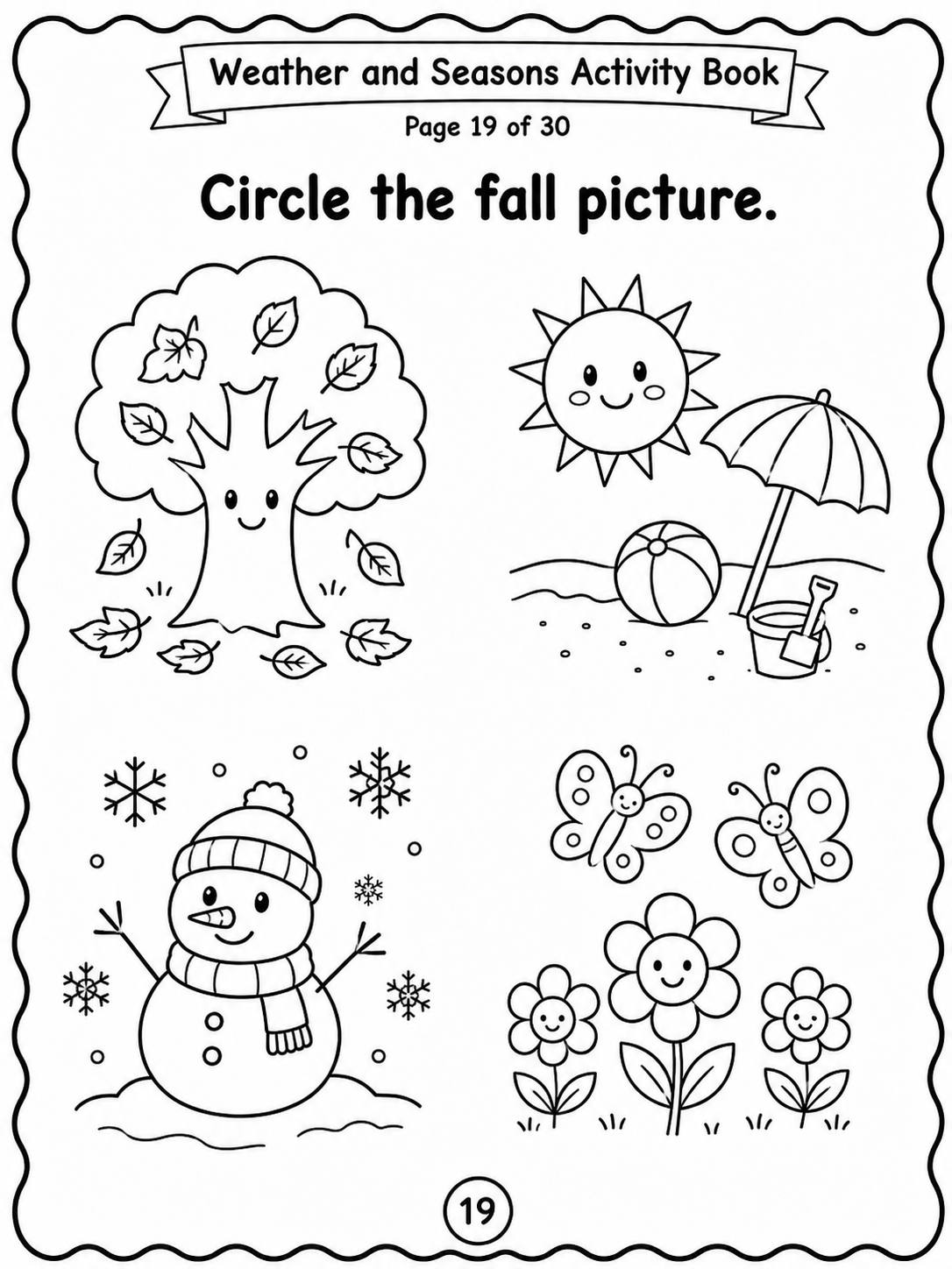 Weather and Seasons Activity Book – 30 Printable Pages (PDF)