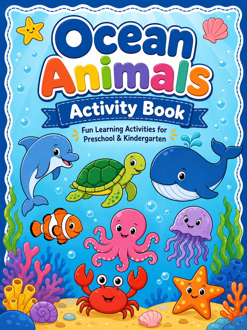 Ocean Animals Activity Book – 30 Printable Coloring Pages (PDF)