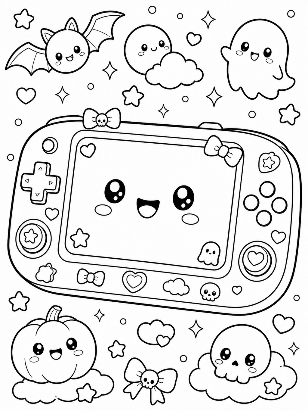 Kawaii Gaming Gadgets Coloring Book – Digital Download – 30 Printable Coloring Pages (PDF)