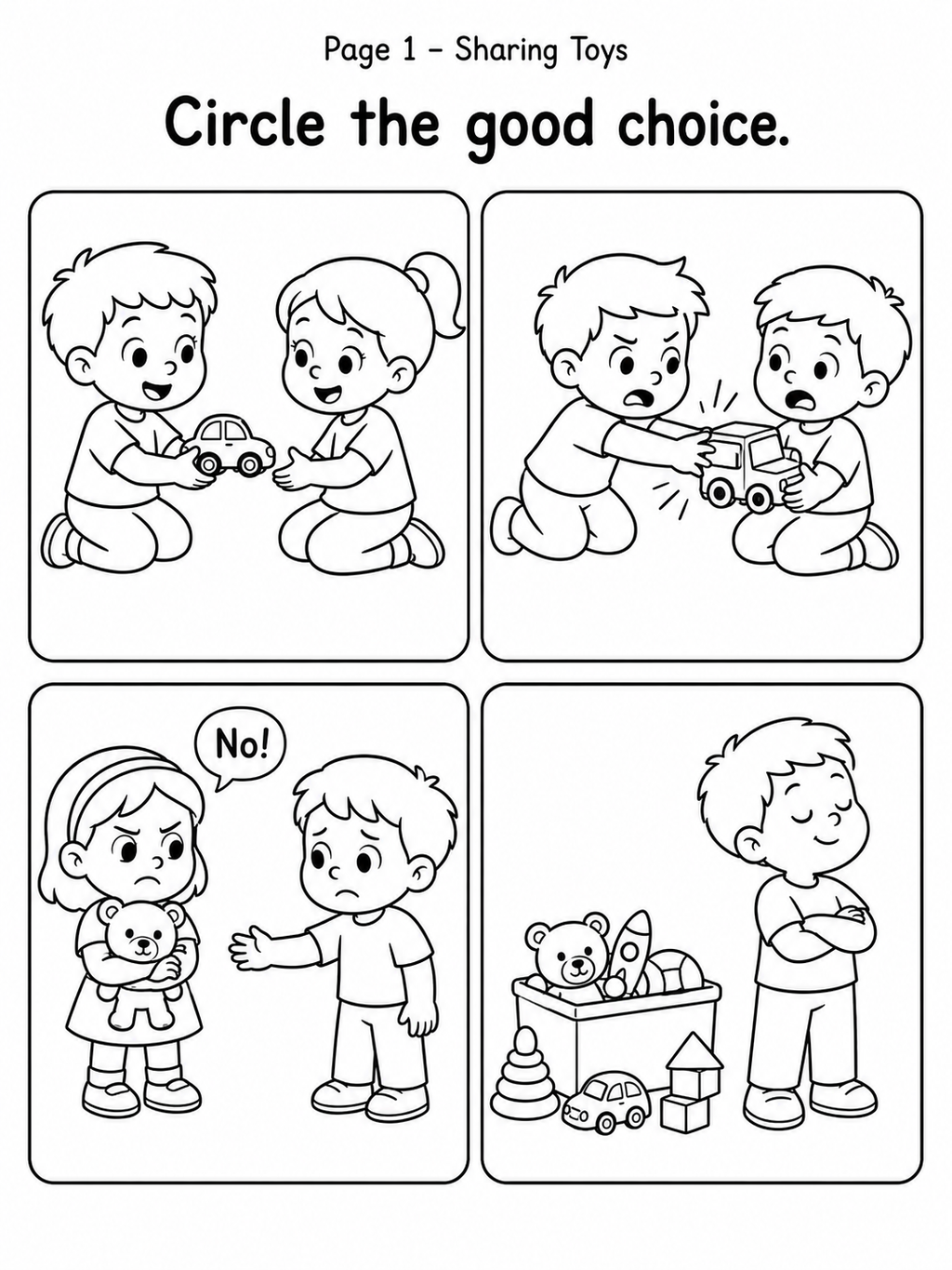 Good Choice VS. Bad Choice Workbook – 30 Printable Coloring Pages (PDF)