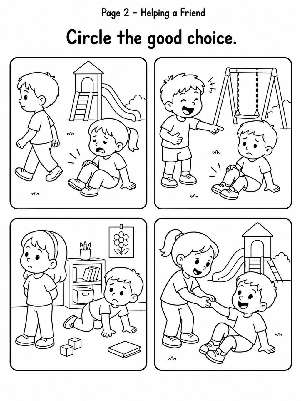 Good Choice VS. Bad Choice Workbook – 30 Printable Coloring Pages (PDF)