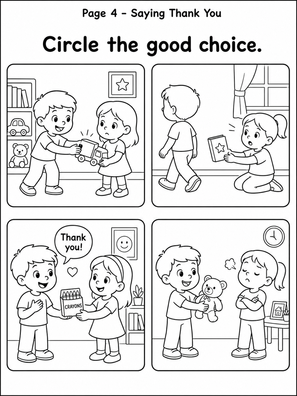 Good Choice VS. Bad Choice Workbook – 30 Printable Coloring Pages (PDF)