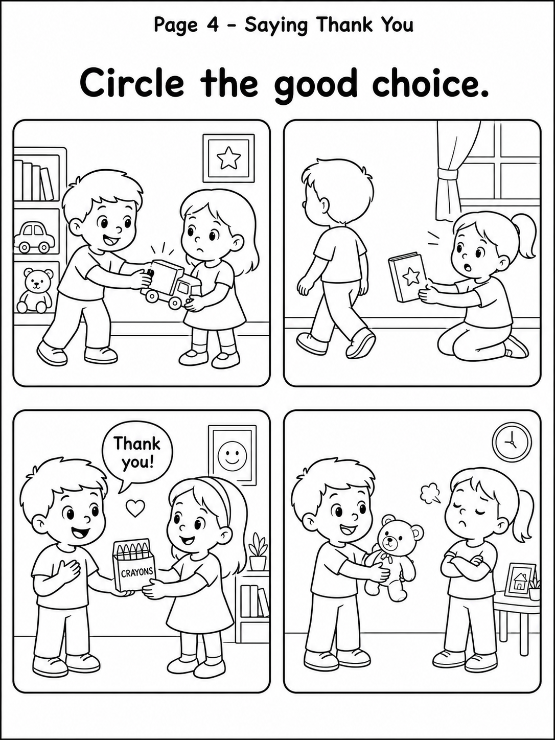 Good Choice VS. Bad Choice Workbook – 30 Printable Coloring Pages (PDF)