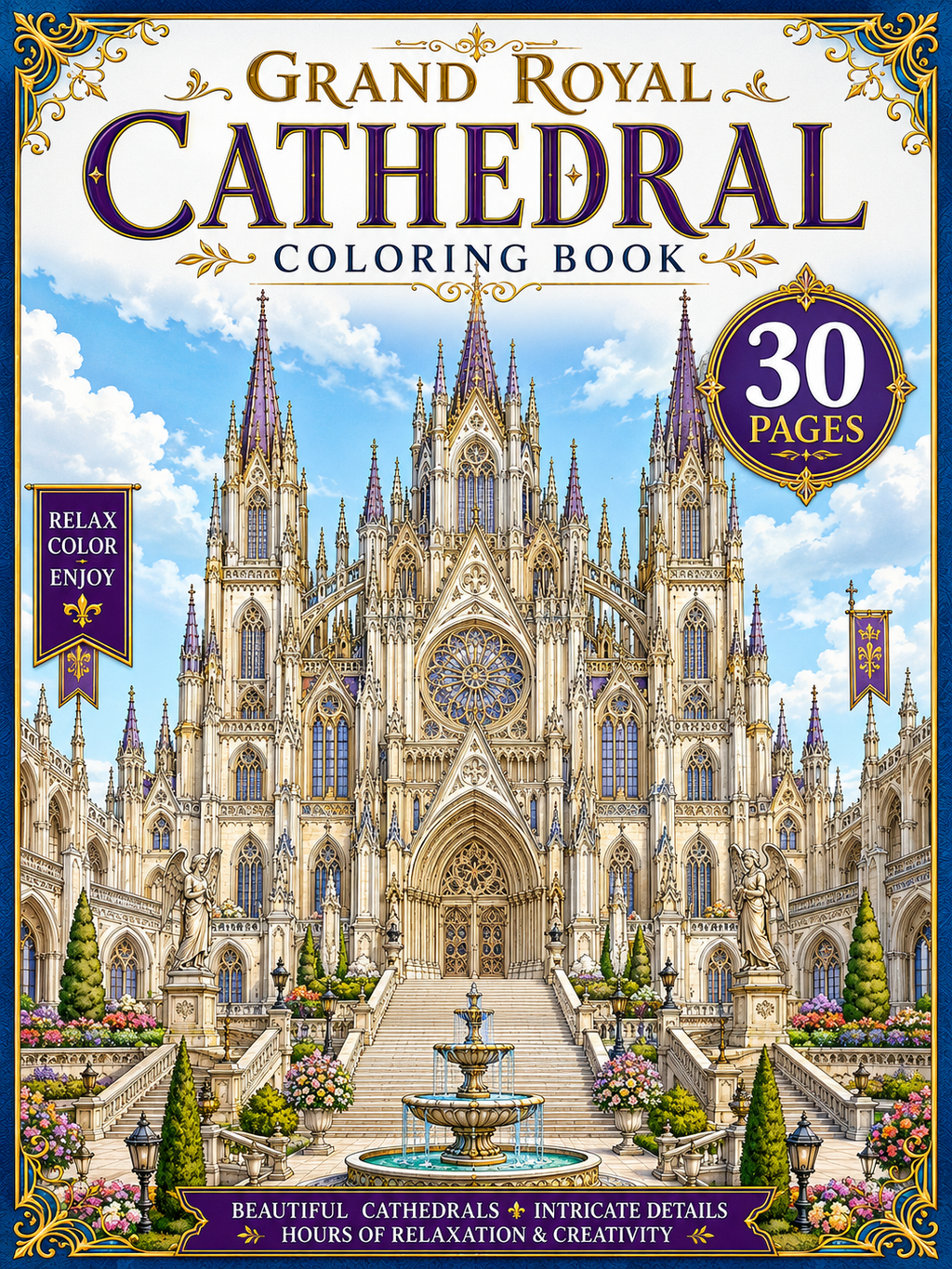 Grand Royal Cathedral Coloring Book – Digital Download– 30 Printable Coloring Pages (PDF)
