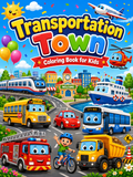 Transportation Town Coloring Book – Digital Download – 30 Printable Coloring Pages (PDF)