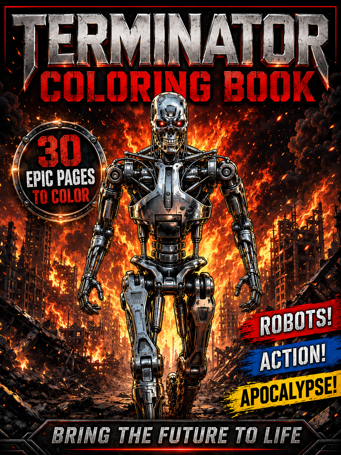 Terminator Coloring Book  – Digital Download – 30 Printable Coloring Pages (PDF)