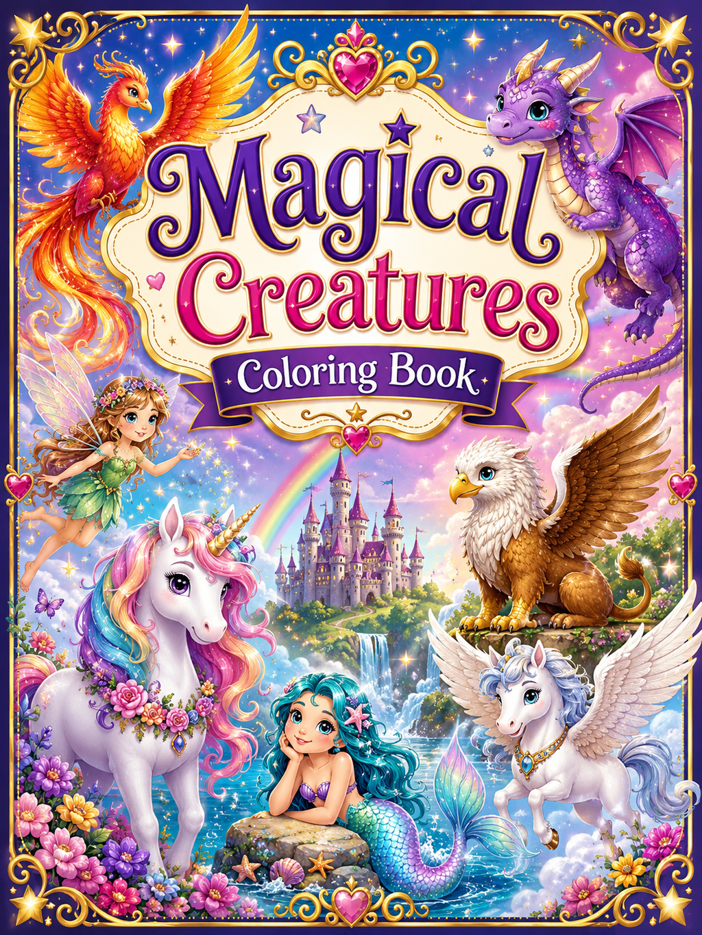 Magical Creatures Coloring Book – Digital Download – 30 Printable Coloring Pages (PDF)