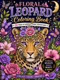 Floral Leopard Coloring Book – Digital Download – 30 Printable Coloring Pages (PDF)