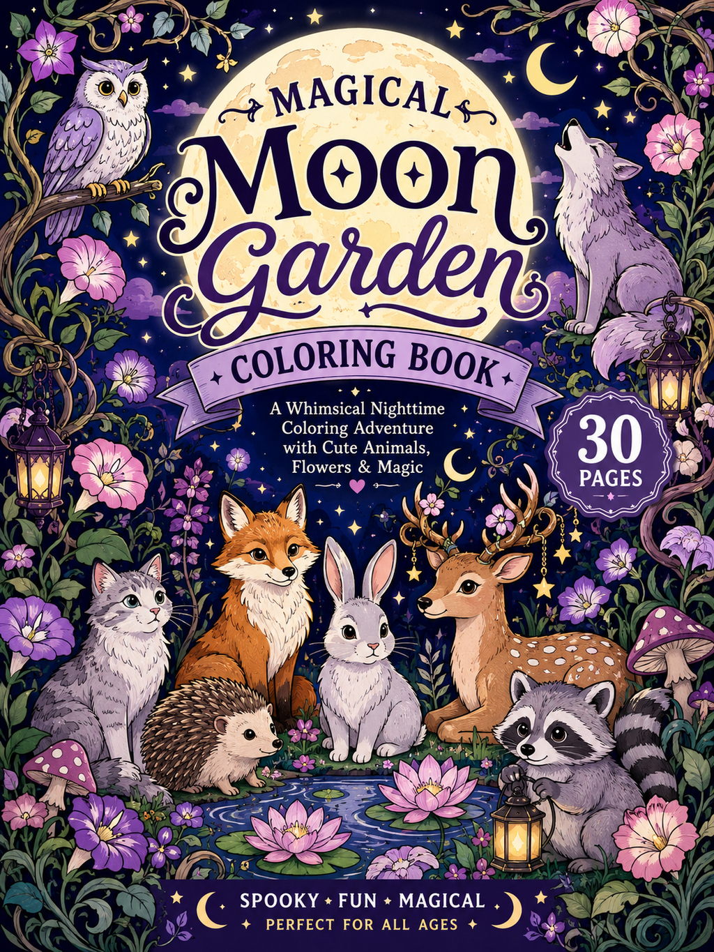 Magical Moon Garden Coloring Book - Digital Download – 30 Printable Coloring Pages (PDF)