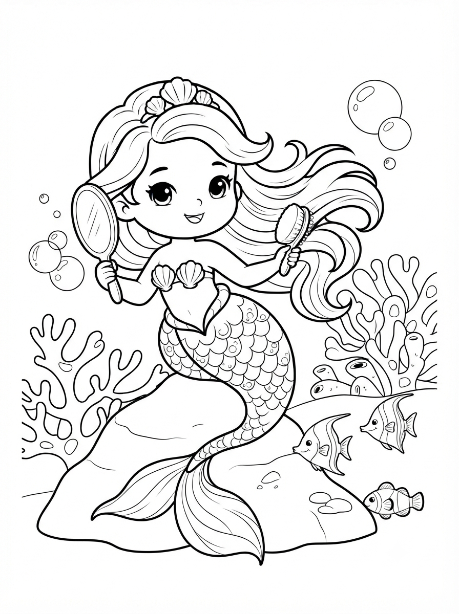 Cute Underwater Coloring Book - 30 Printable PDF Pages (US Letter Size: 8.5" × 11")