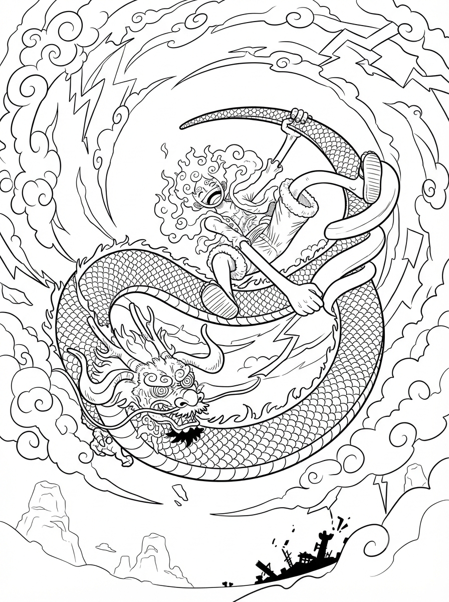 One Piece Coloring Book - 30 Printable PDF Pages (US Letter Size: 8.5" × 11")