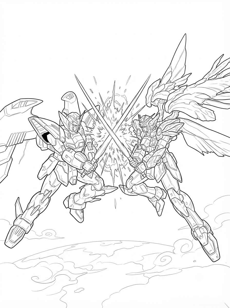 Gundam Coloring Book Vol. 2 - 30 Printable PDF Pages (US Letter Size: 8.5" × 11")