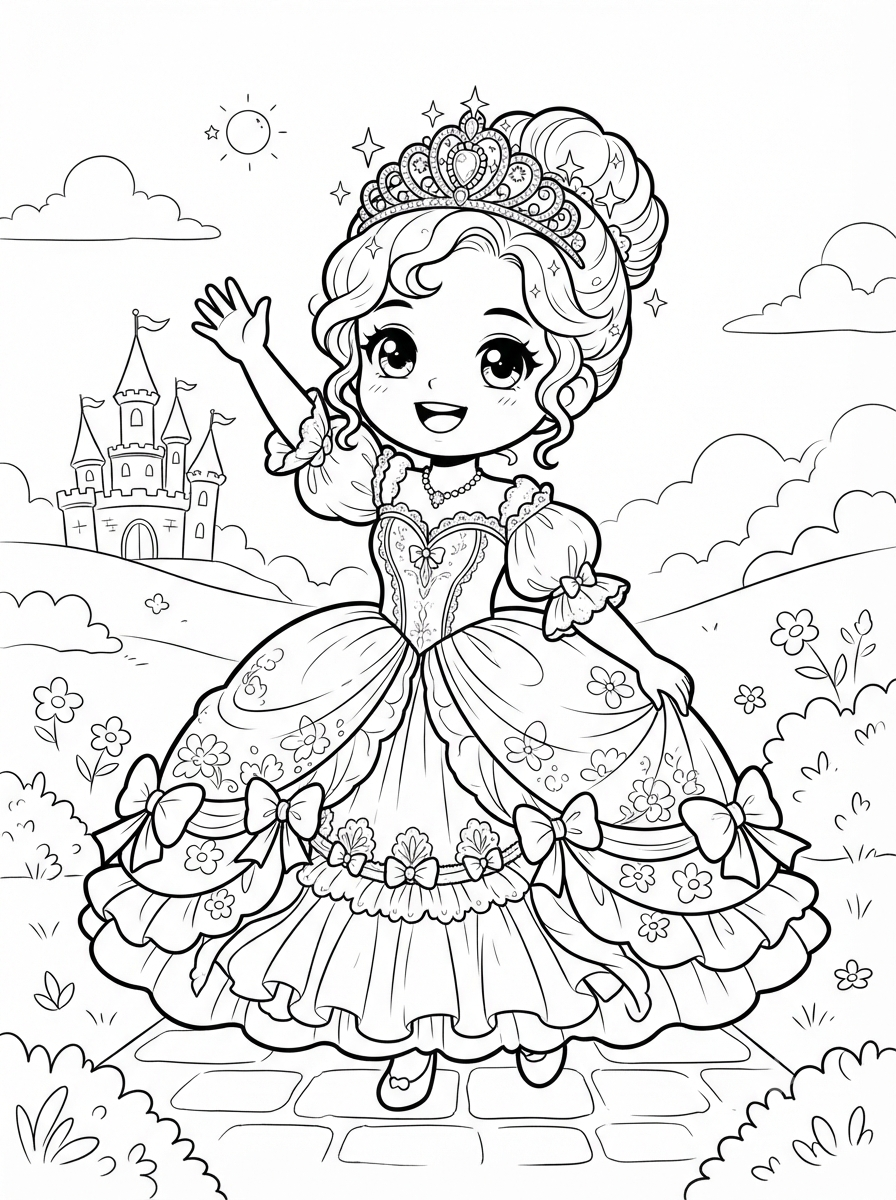 Princess Shy Coloring Book - 30 Printable PDF Pages (US Letter Size: 8.5" × 11")
