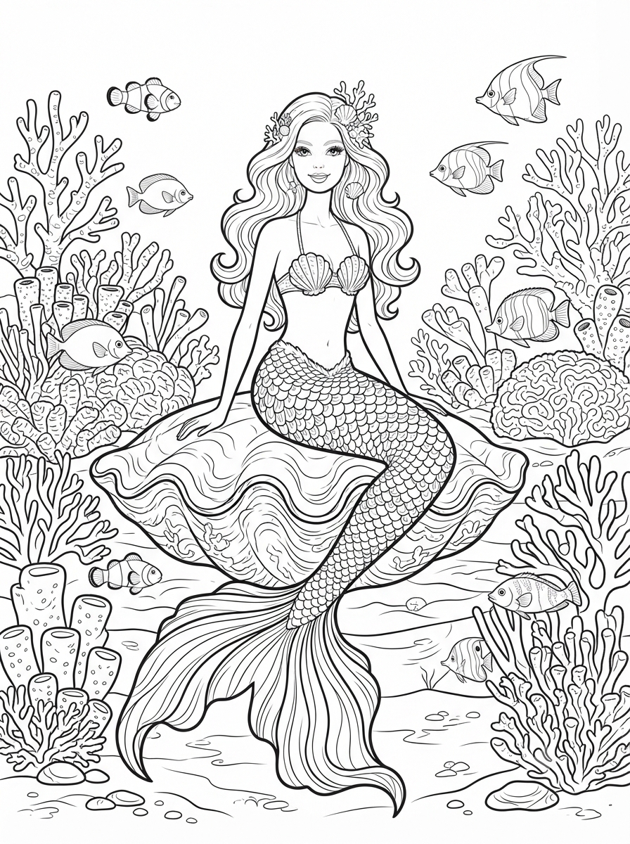 Barbie Coloring Book - 30 Printable PDF Pages (US Letter Size: 8.5" × 11")