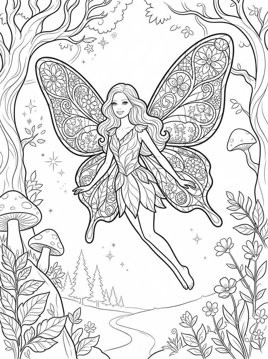Barbie Coloring Book - 30 Printable PDF Pages (US Letter Size: 8.5" × 11")