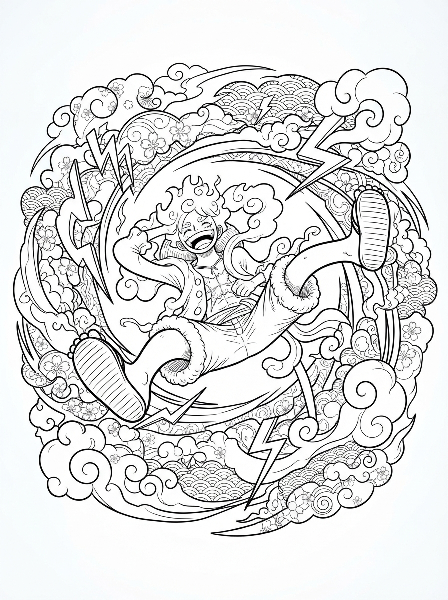One Piece Coloring Book - 30 Printable PDF Pages (US Letter Size: 8.5" × 11")