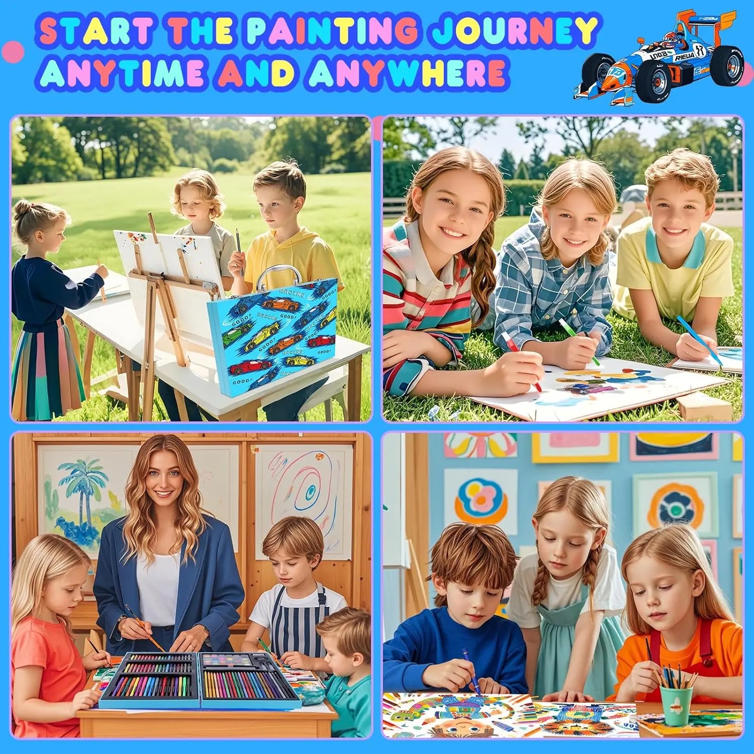 110PCS Arts & Crafts Supplies Coloring Pens Set Painting Set With Markers/Crayons/Colored Pencils/Oil Pastels/Watercolor Cakes