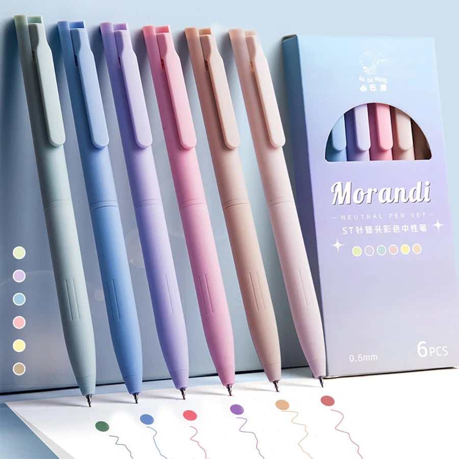 6pcs Colored Gel Pens for Note Taking, Pastel Gel Pens Colored Ink Quick Dry & No Smear, Retractable Cute Pen Fine Point 0.5mm f