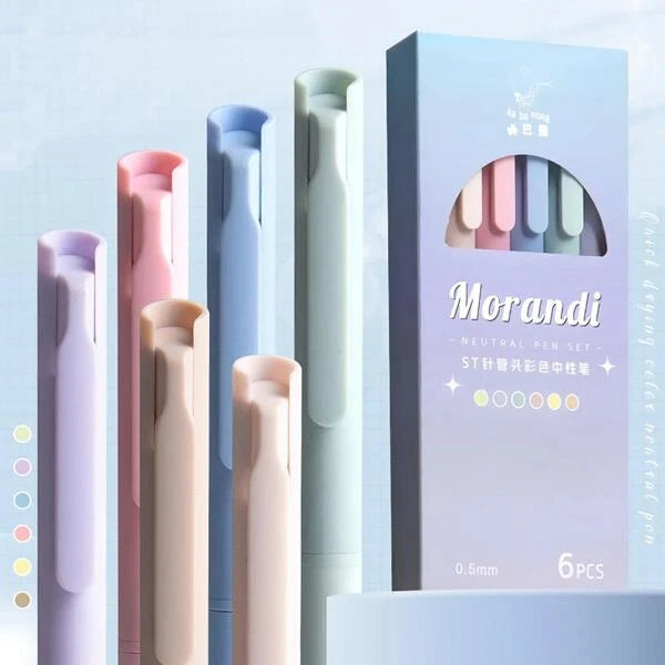 6pcs Colored Gel Pens for Note Taking, Pastel Gel Pens Colored Ink Quick Dry & No Smear, Retractable Cute Pen Fine Point 0.5mm f