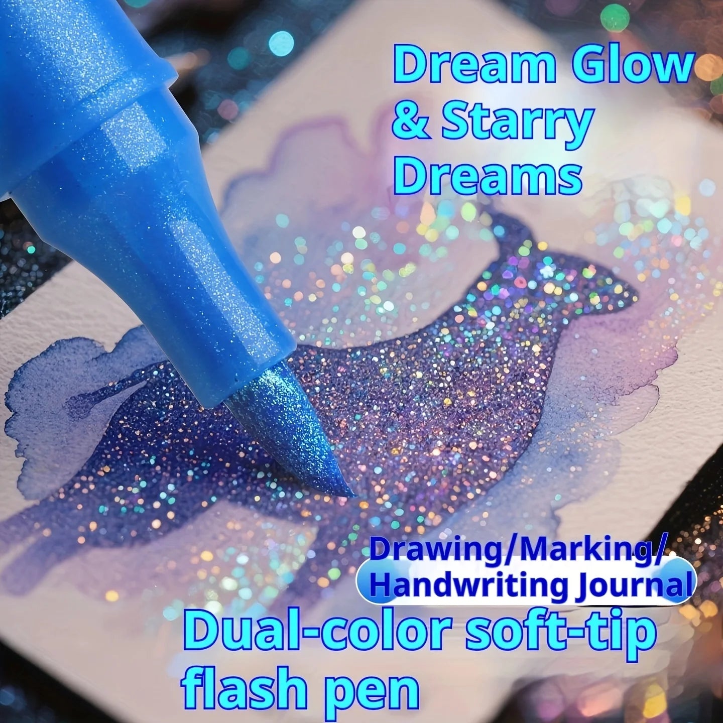 24 Colors Colorful Double-Ended Glitter Pens with Fast-Drying Glue-Like Ink - Fine Tip Tip-To-Base for Scrapbooking, Card Making