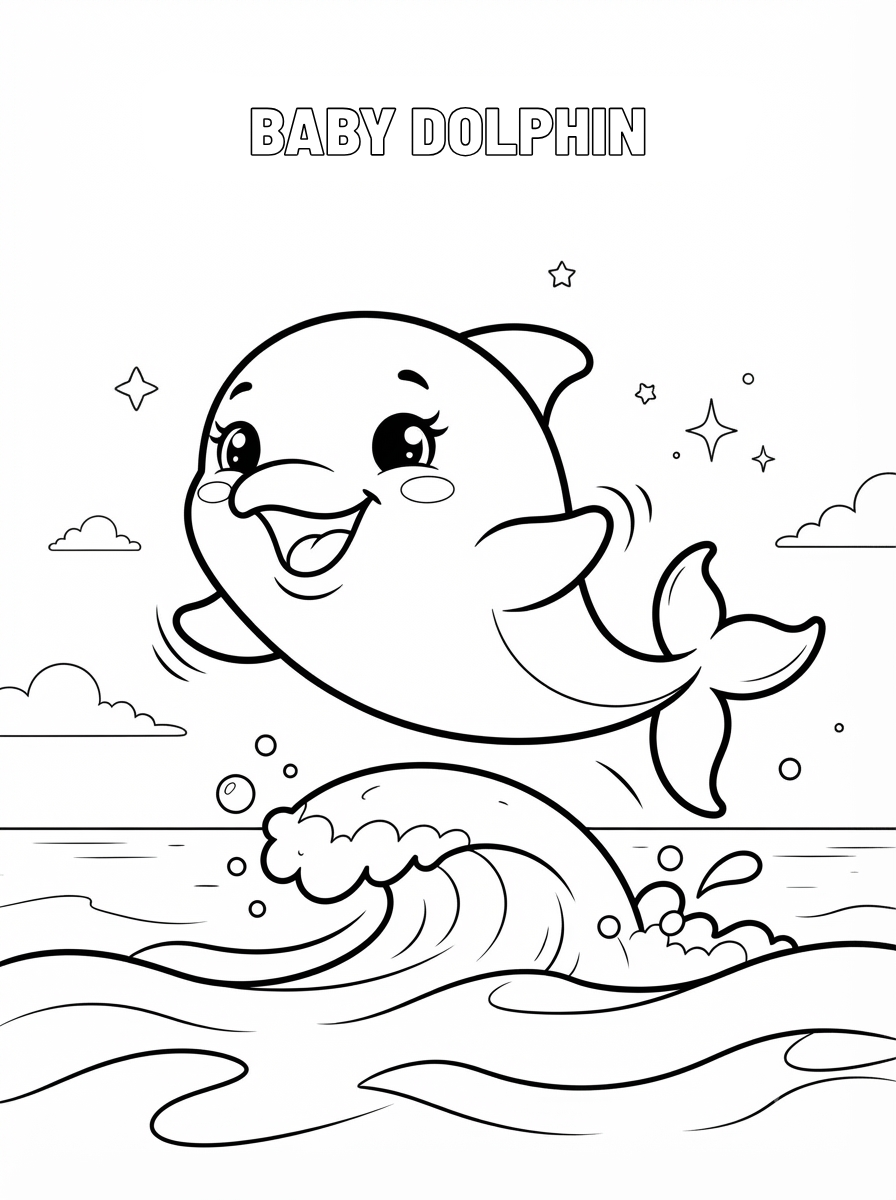 Chibi Ocean Animals Coloring Book - 30 Printable PDF Pages (US Letter Size: 8.5" × 11")