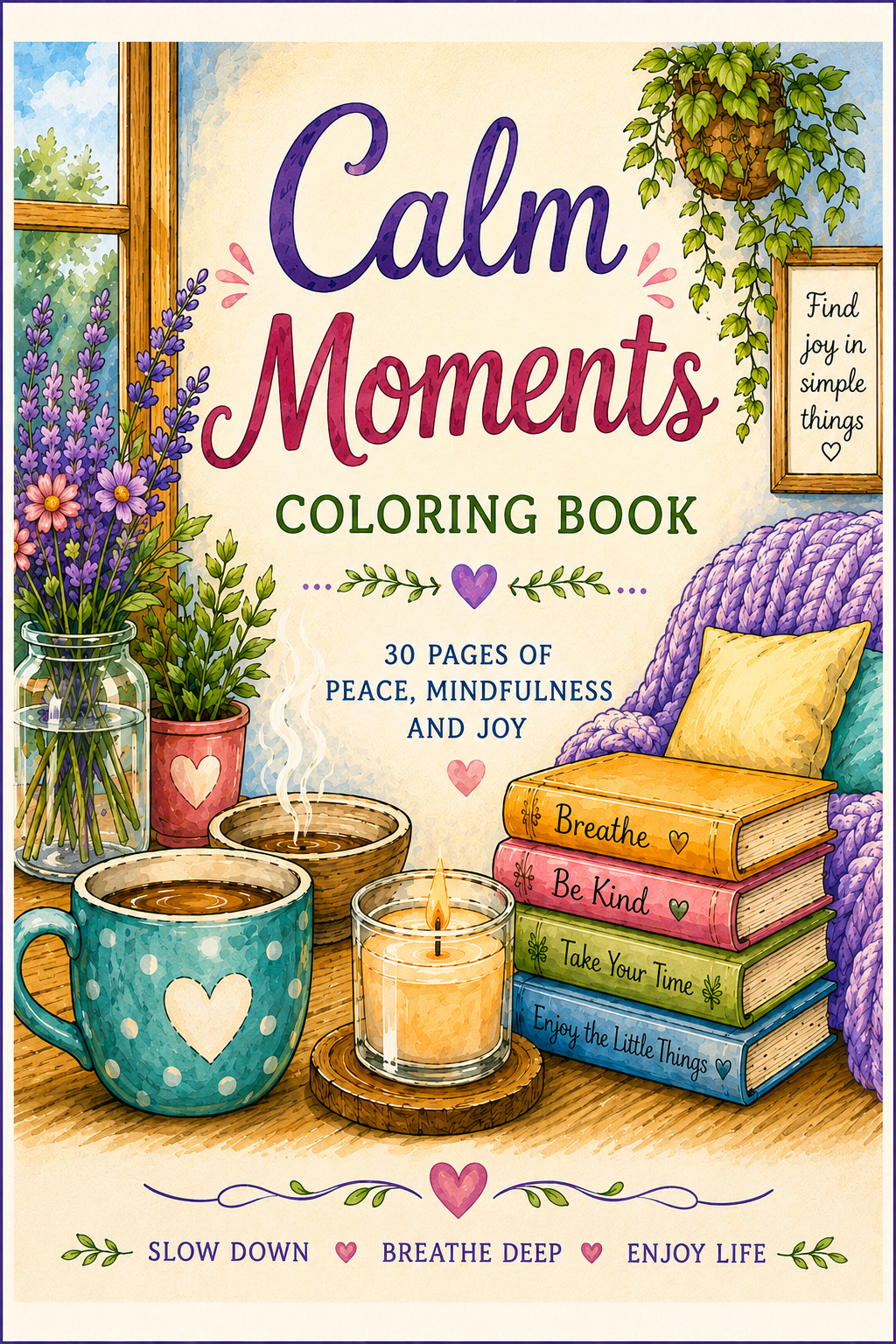 Calm Moments Coloring Book - Digital Download 30 Printable Coloring Page (PDF)