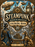 Steampunk Coloring Book  – Digital Download – 30 Printable Coloring Pages (PDF)