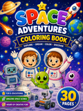 Space Adventures Coloring Book– Digital Download – 30 Printable Coloring Pages (PDF)