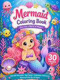 Mermaid Coloring Book – Digital Download – 30 Printable Coloring Pages (PDF)