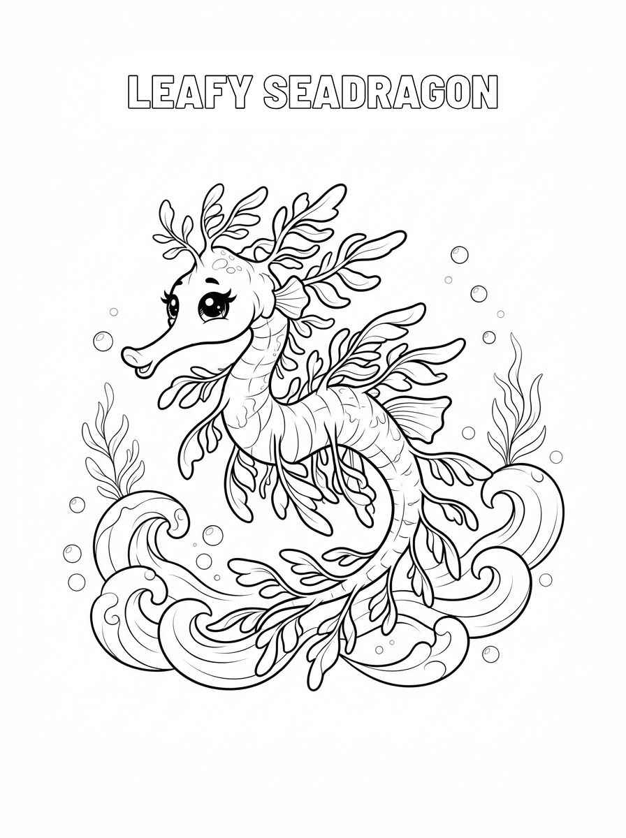 Chibi Ocean Animals Coloring Book - 30 Printable PDF Pages (US Letter Size: 8.5" × 11")
