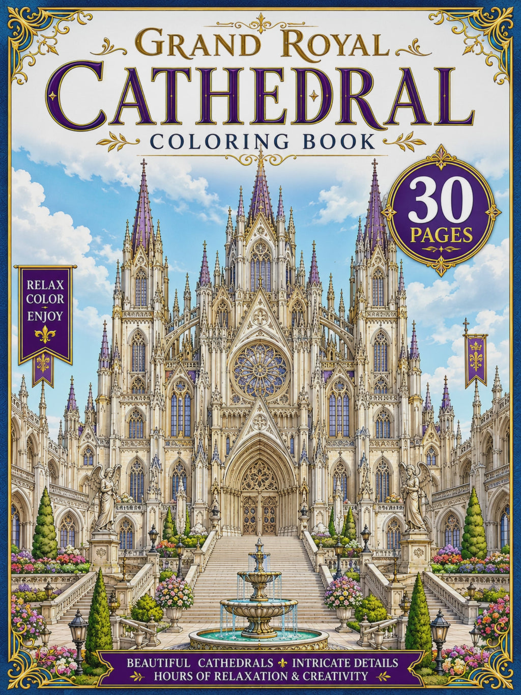 Grand Royal Cathedral Coloring Book – Digital Download– 30 Printable Coloring Pages (PDF)