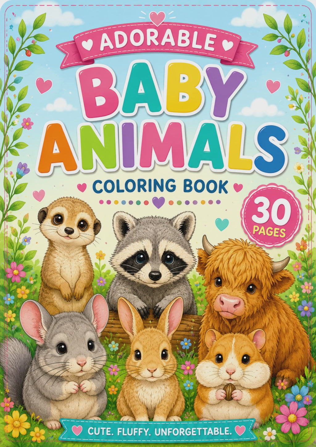 Adorable Baby Animals Coloring Book – Digital Download – 30 Printable Coloring Pages (PDF)