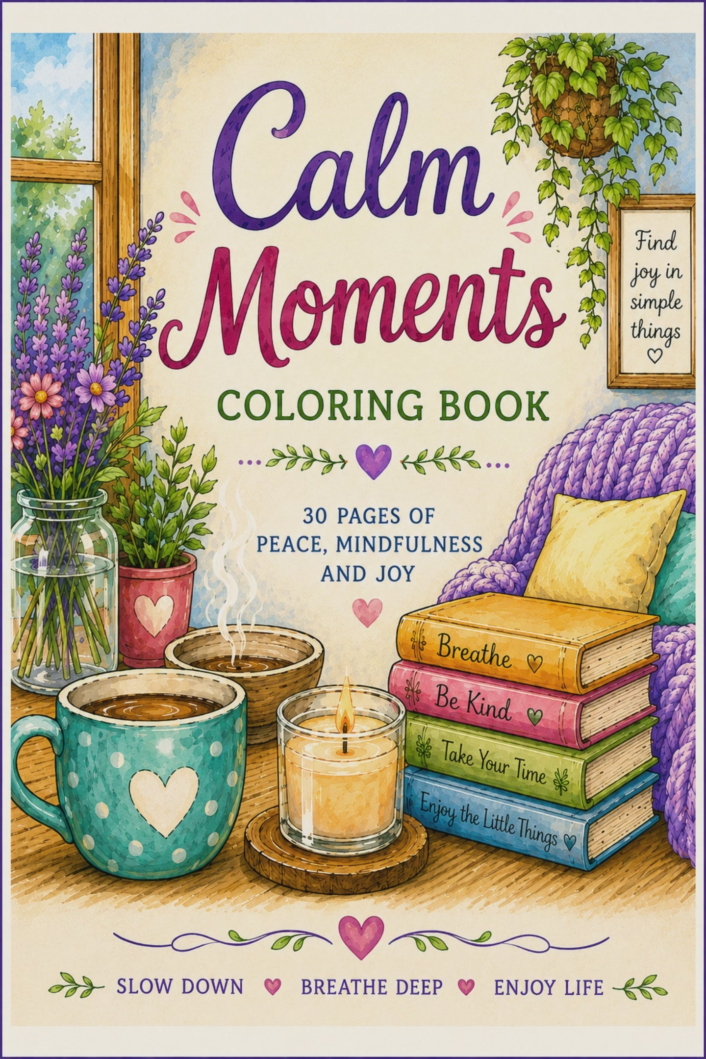 Calm Moments Coloring Book - Digital Download 30 Printable Coloring Page (PDF)