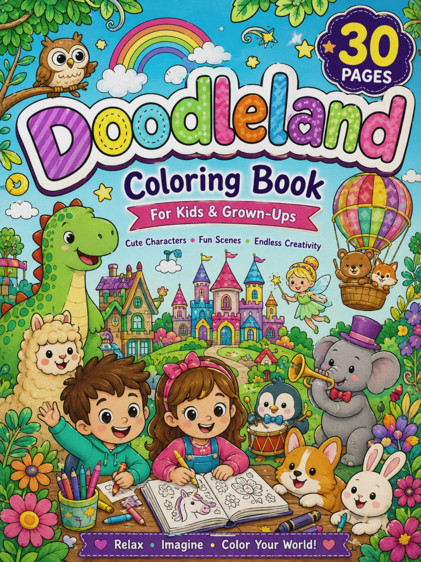 Doodleland Coloring Book - Digital Download - 30 Printable Coloring Pages (PDF)