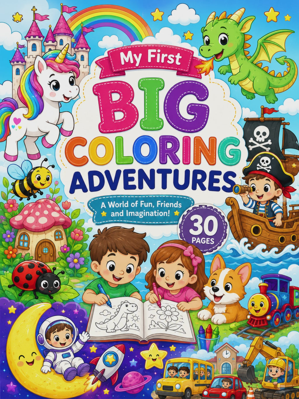 My First Big Coloring Adventures Coloring Book - Digital Download – 30 Printable Coloring Pages (PDF)